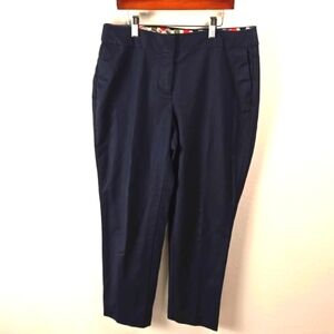 Boden Womems Ankle Chino Pants Navy Blue Stretch Cropped Cotton Pockets Sz 6